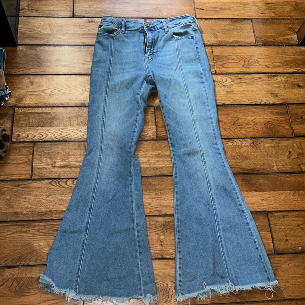 Distressed bottom flare bell bottom Jeans